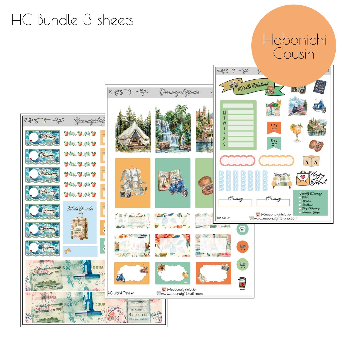 World Traveler Sticker Kit – Travel Planner Weekly Kit