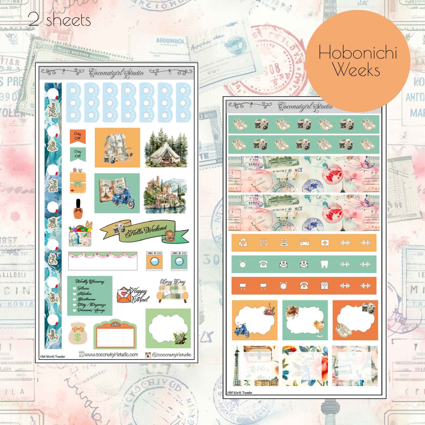 World Traveler Sticker Kit – Travel Planner Weekly Kit