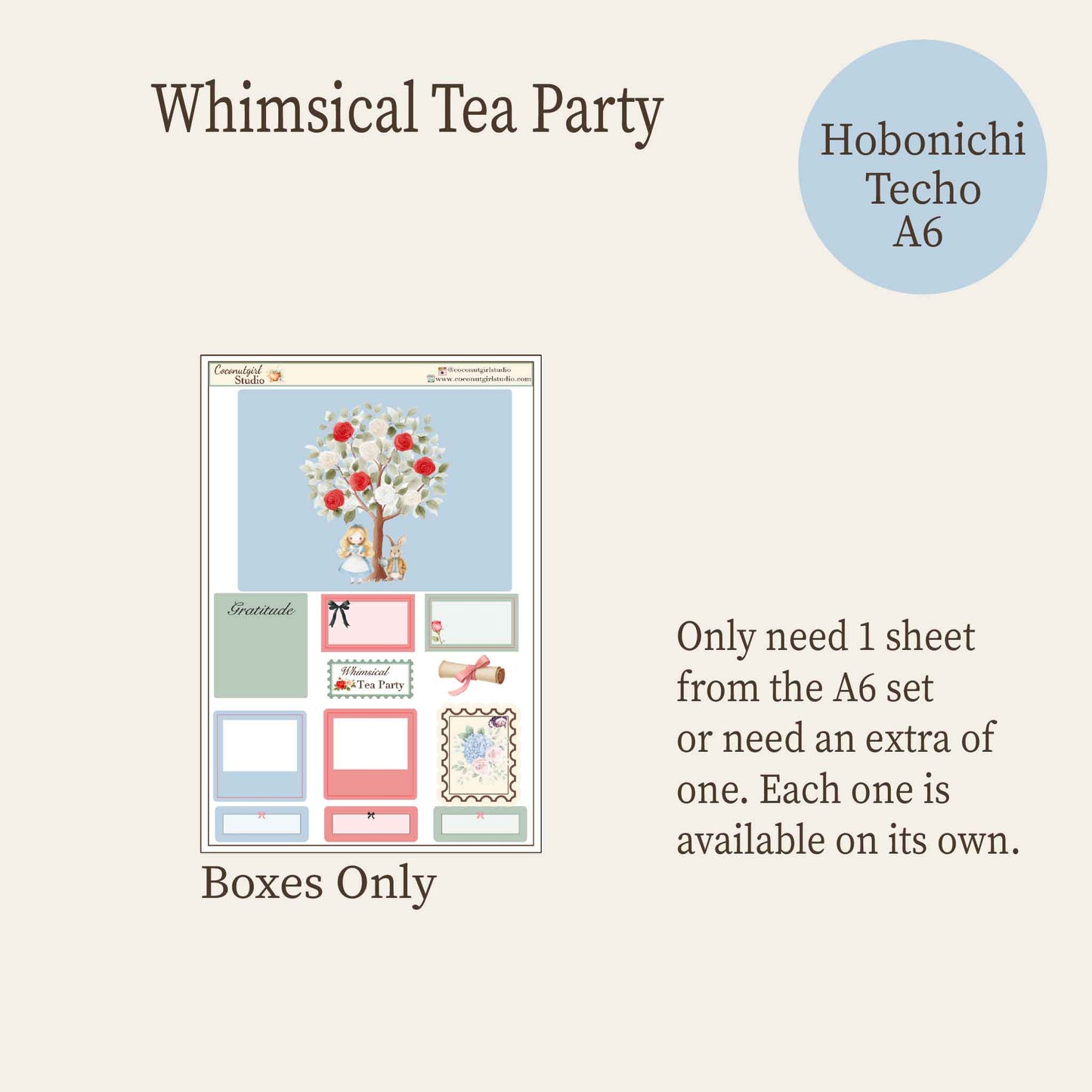 Whimsical Tea Party | Alice in Wonderland Inspired Weekly Planner Sticker Kit Hobonichi Techo A6