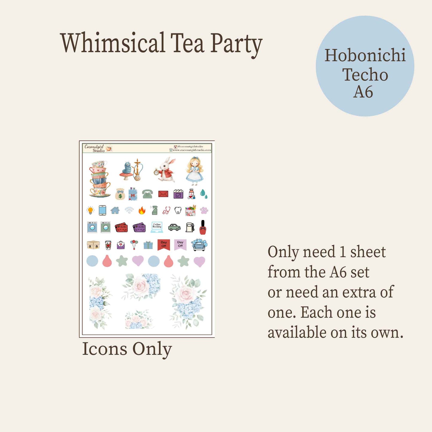 Whimsical Tea Party | Alice in Wonderland Inspired Weekly Planner Sticker Kit