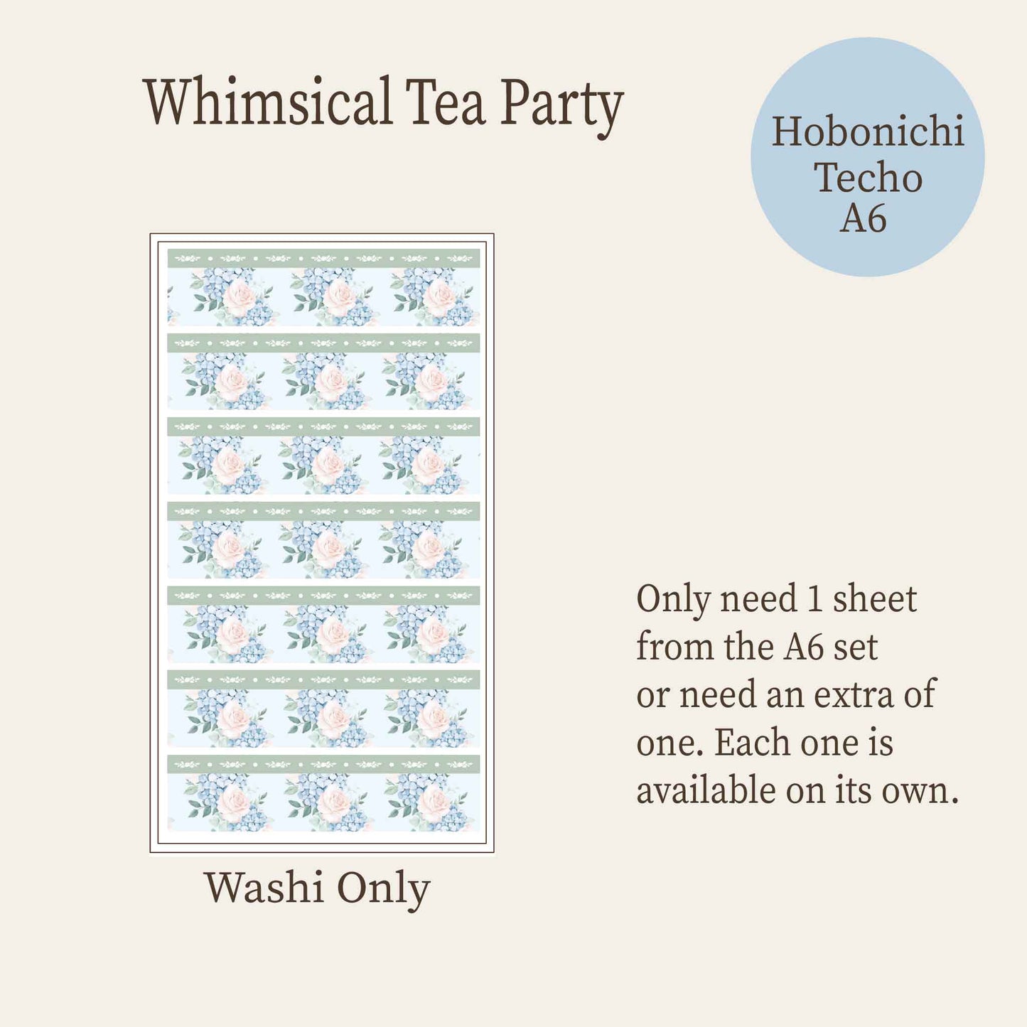Whimsical Tea Party | Alice in Wonderland Inspired Weekly Planner Sticker Kit Hobonichi Techo A6