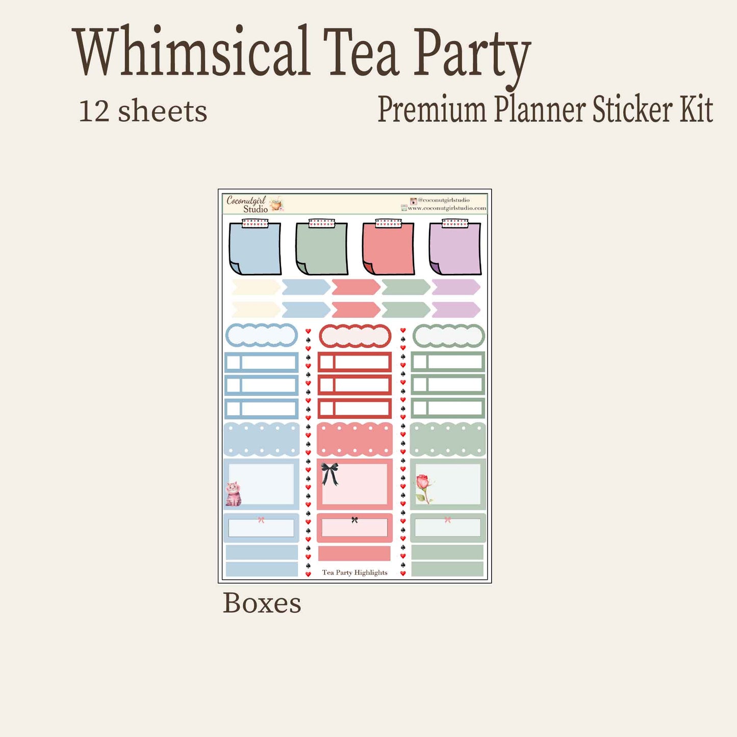 Whimsical Tea Party Planner Sticker Kit - Vintage & Functional