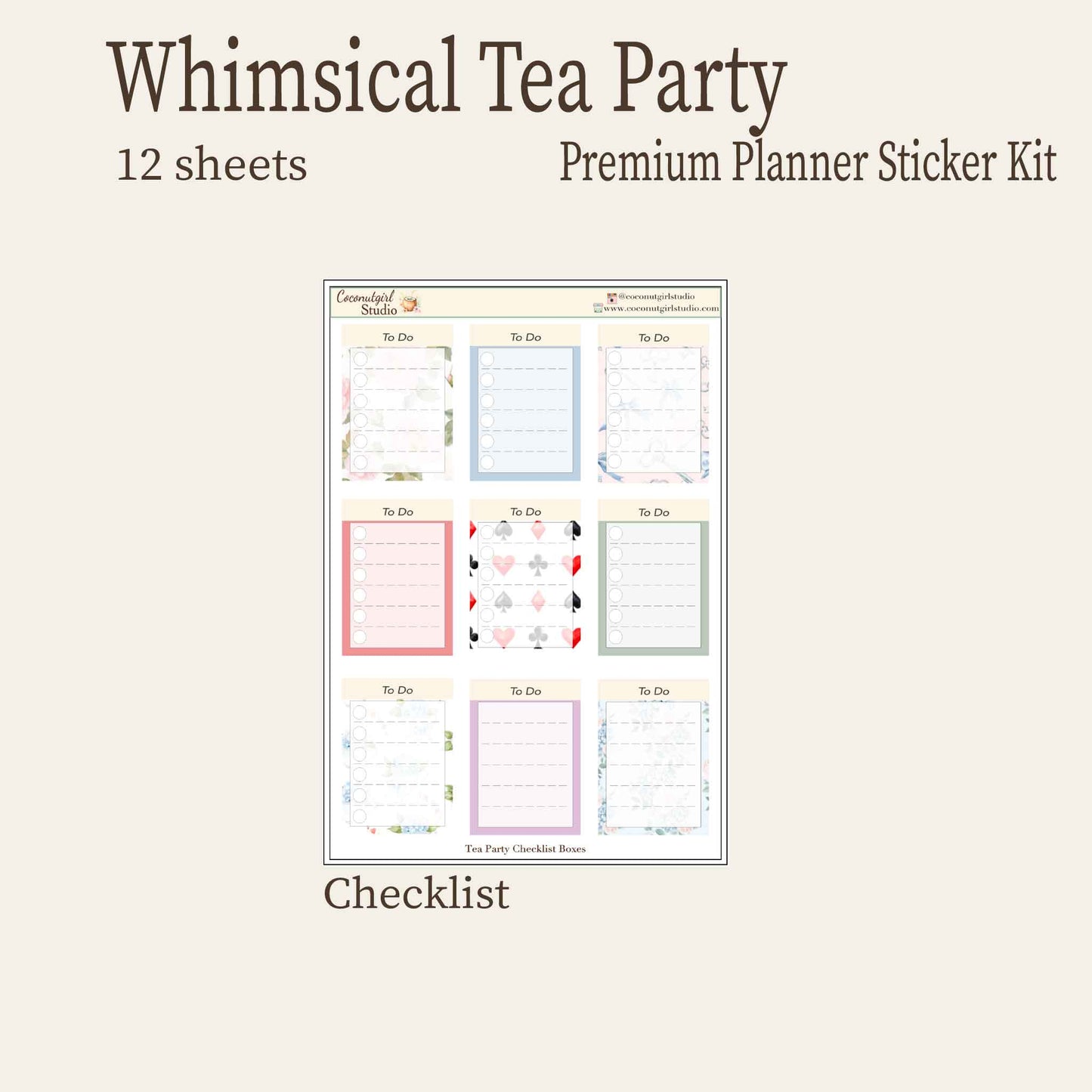 Whimsical Tea Party Planner Sticker Kit - Vintage & Functional
