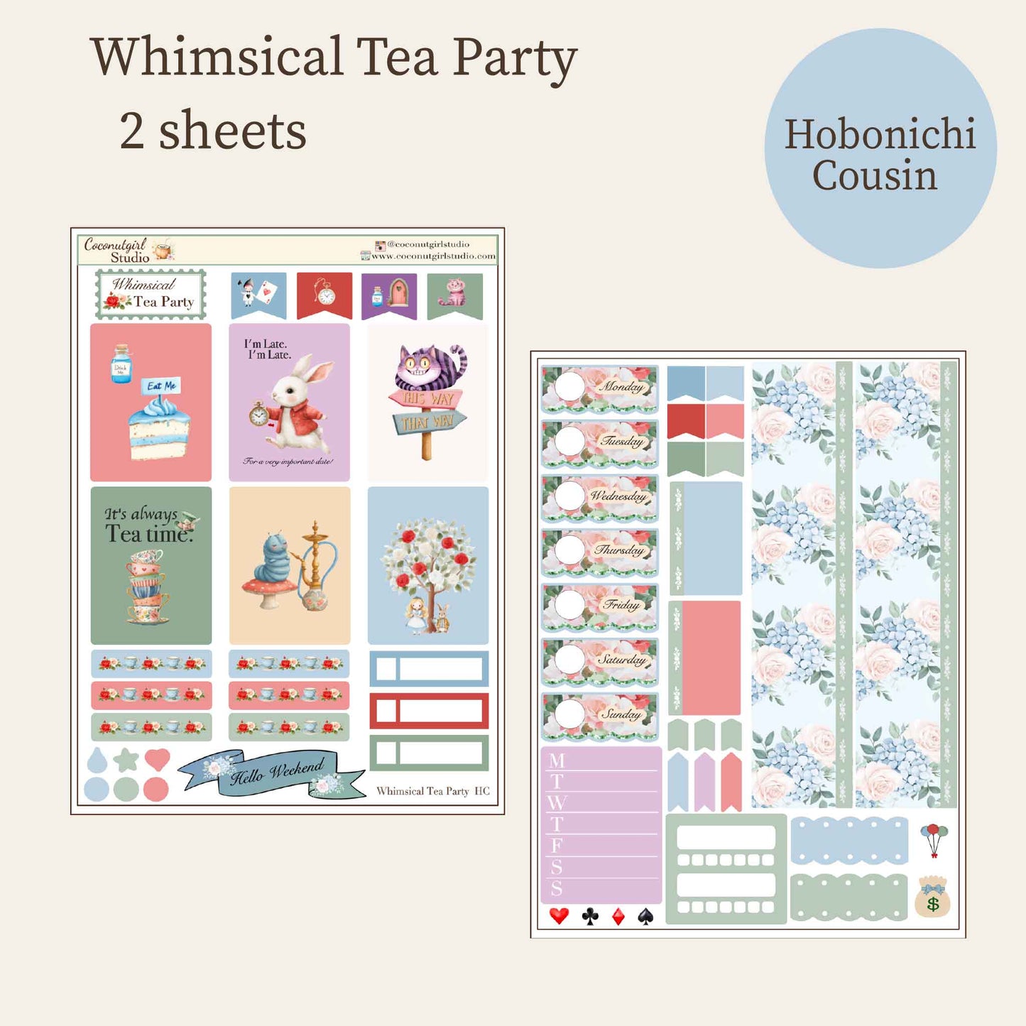 Whimsical Tea Party | Alice in Wonderland Inspired Weekly Planner Sticker Kit