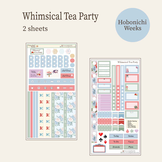 Whimsical Tea Party | Alice in Wonderland Inspired Weekly Planner Sticker Kit Hobonichi Weeks
