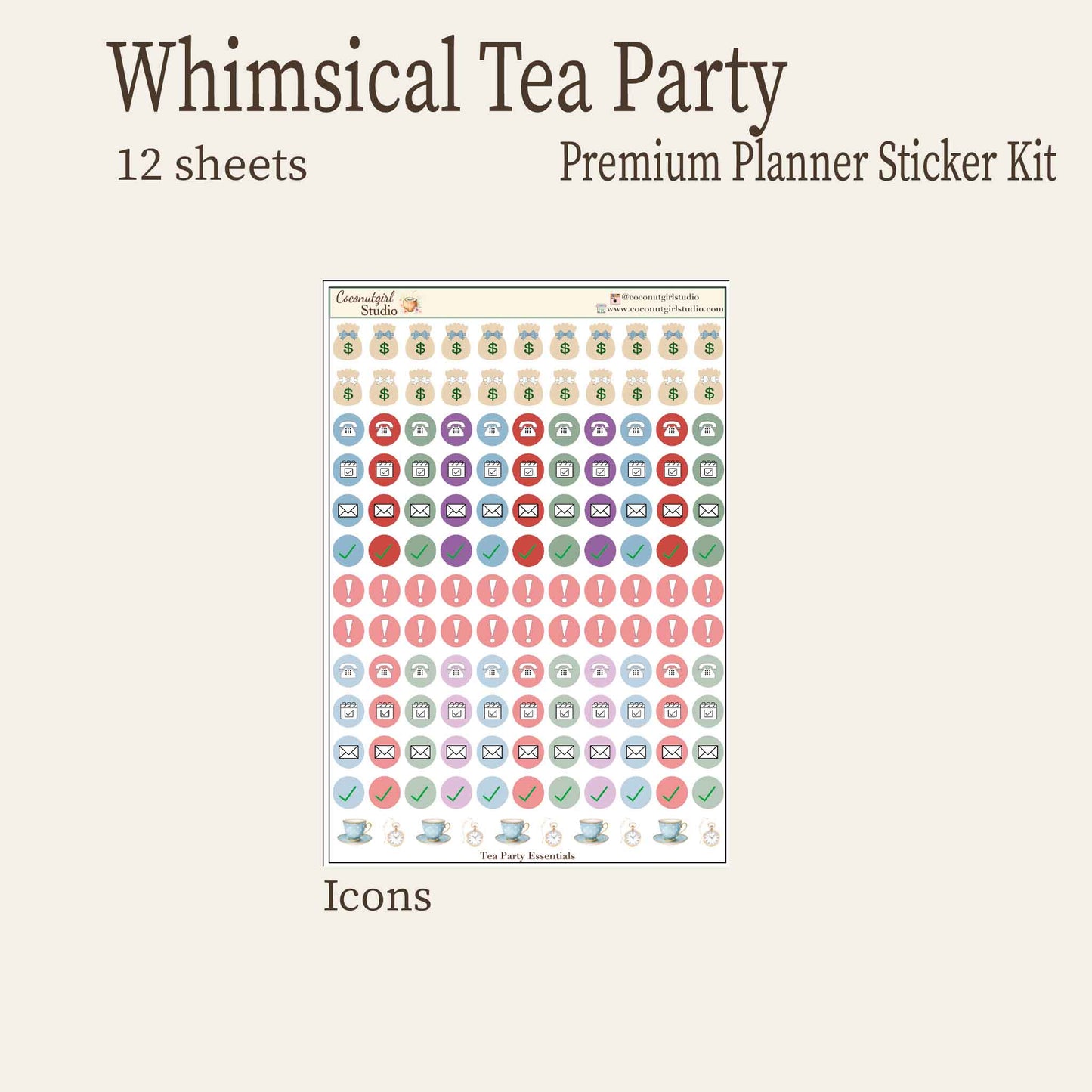 Whimsical Tea Party Planner Sticker Kit - Vintage & Functional