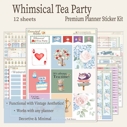Whimsical Tea Party Planner Sticker Kit - Vintage & Functional