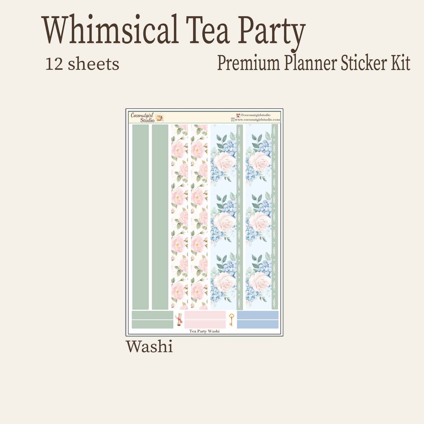 Whimsical Tea Party Planner Sticker Kit - Vintage & Functional