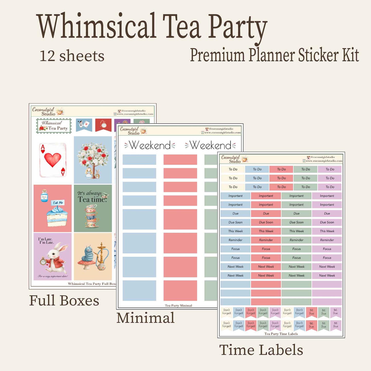 Whimsical Tea Party Planner Sticker Kit - Vintage & Functional