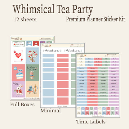 Whimsical Tea Party Planner Sticker Kit - Vintage & Functional
