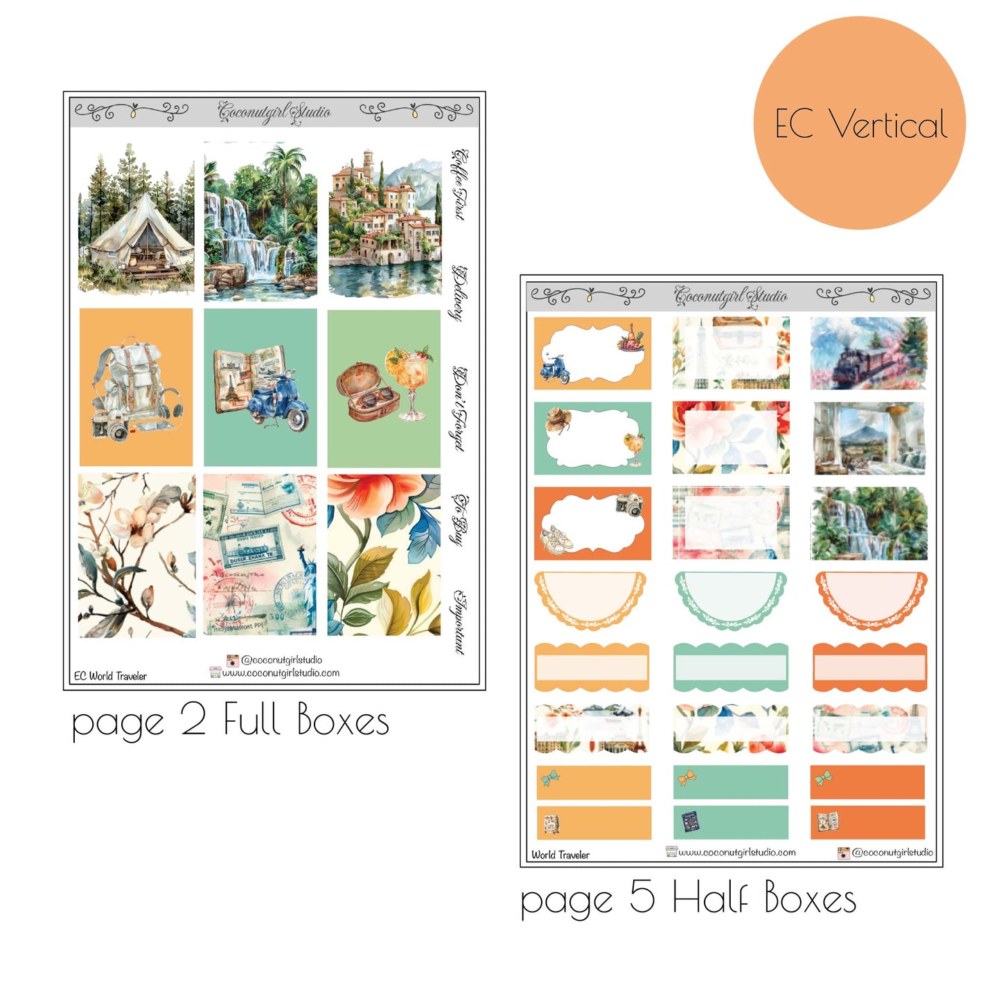 World Traveler Sticker Kit – Travel Planner Weekly Kit