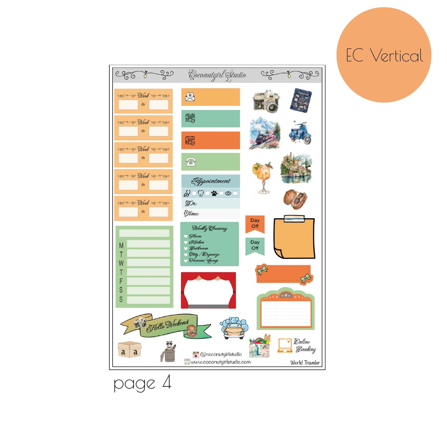 World Traveler Sticker Kit – Travel Planner Weekly Kit