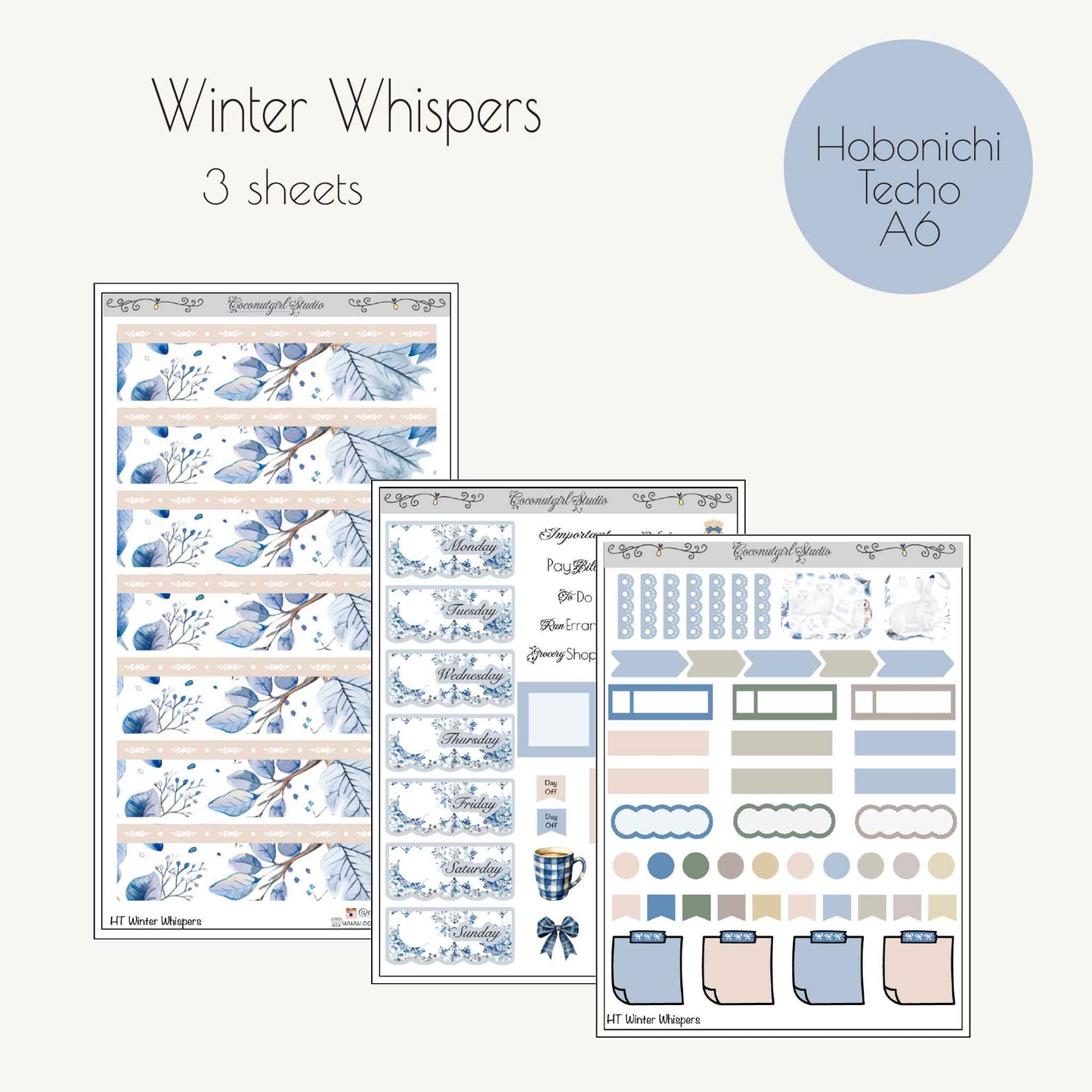 Winter Whispers Essential Planner Kit - 3 Sheet Cozy Winter Set