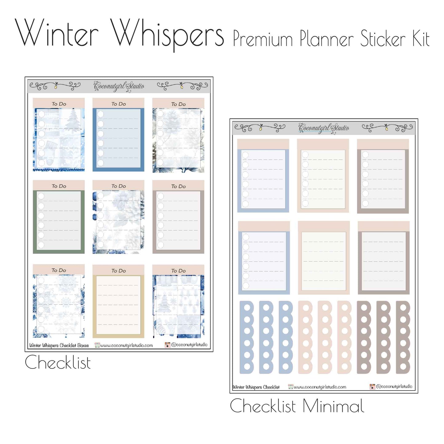 Winter Whispers Planner Sticker Kit - 12 Sheet Cozy Winter Set