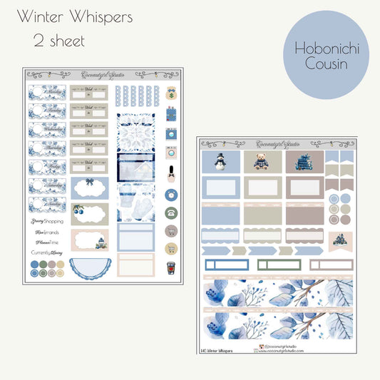 Winter Whispers Essential Planner Kit | 2-Sheet Cozy Winter Set | Hobonichi COUSIN