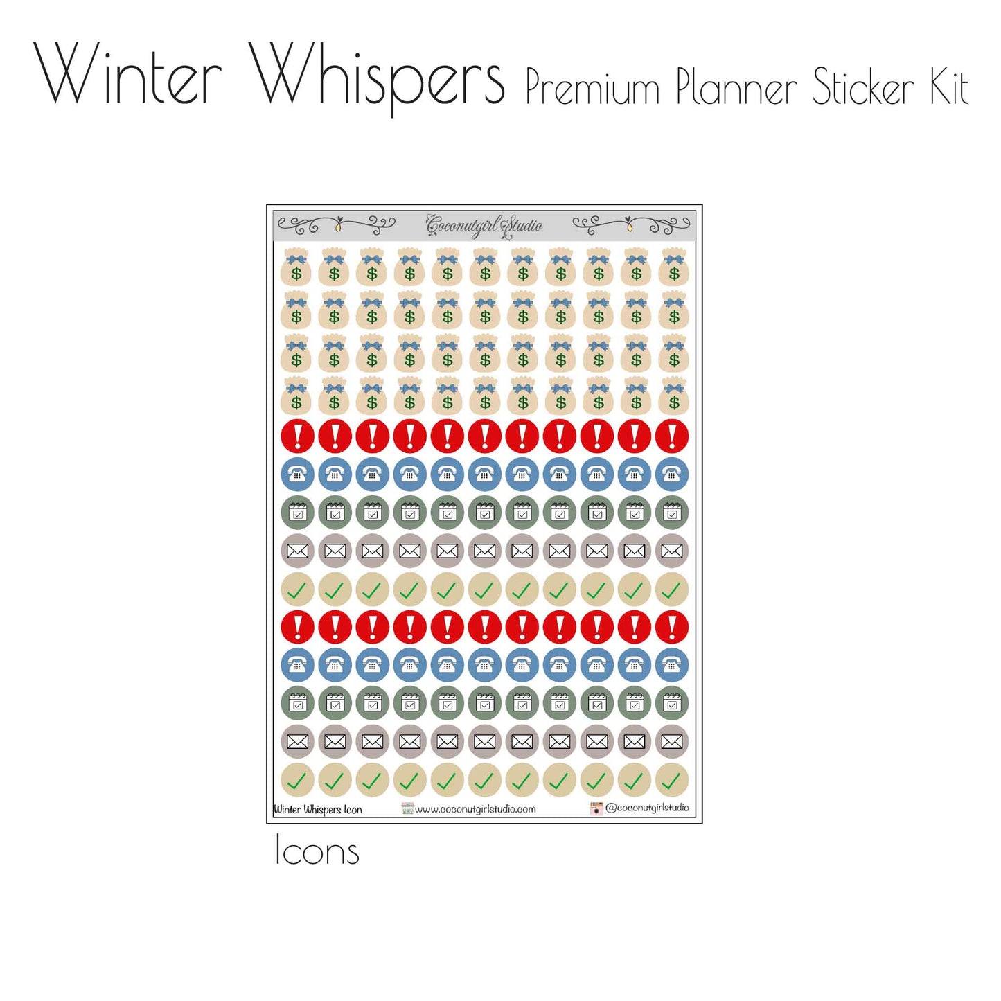 Winter Whispers Planner Sticker Kit - 12 Sheet Cozy Winter Set