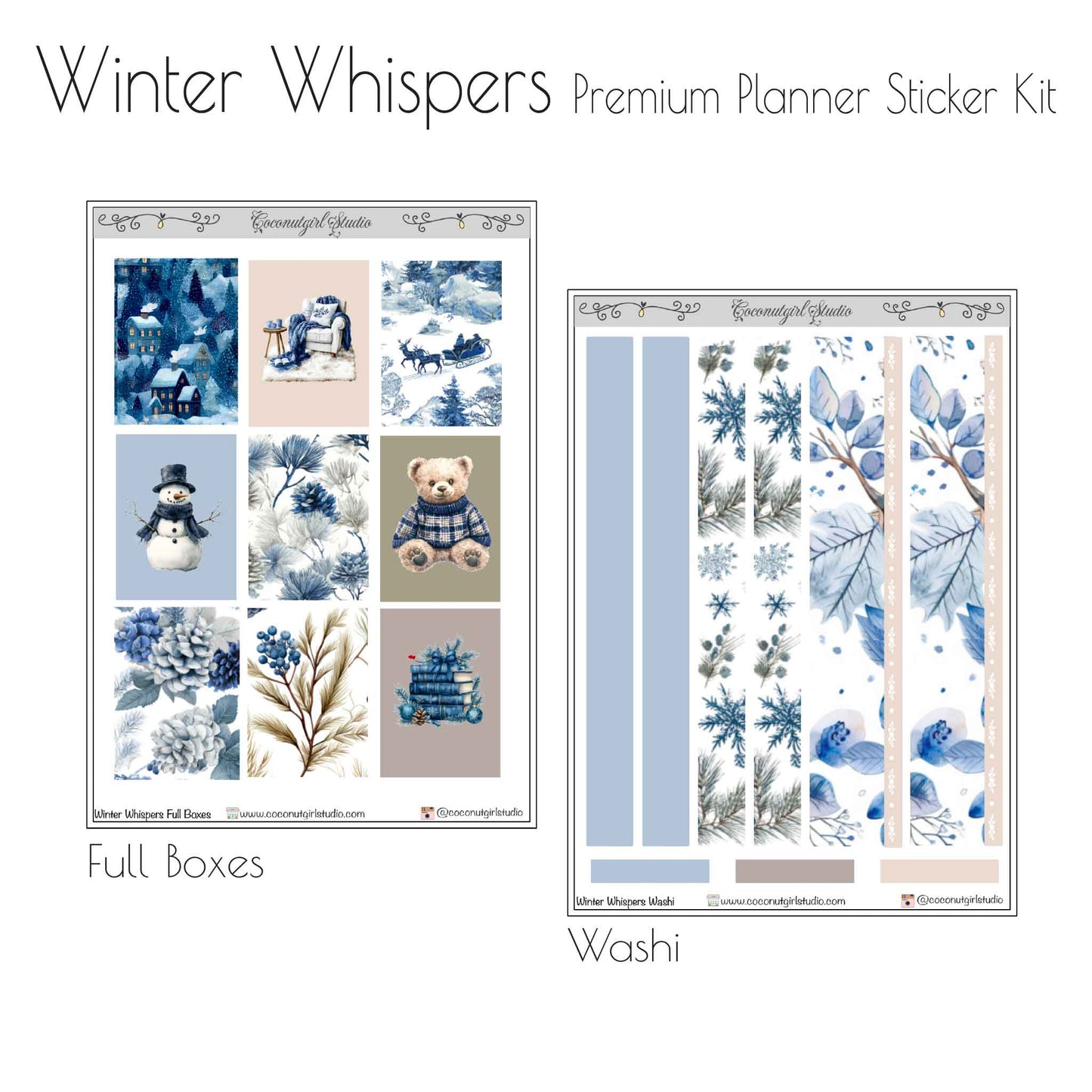 Winter Whispers Planner Sticker Kit - 12 Sheet Cozy Winter Set