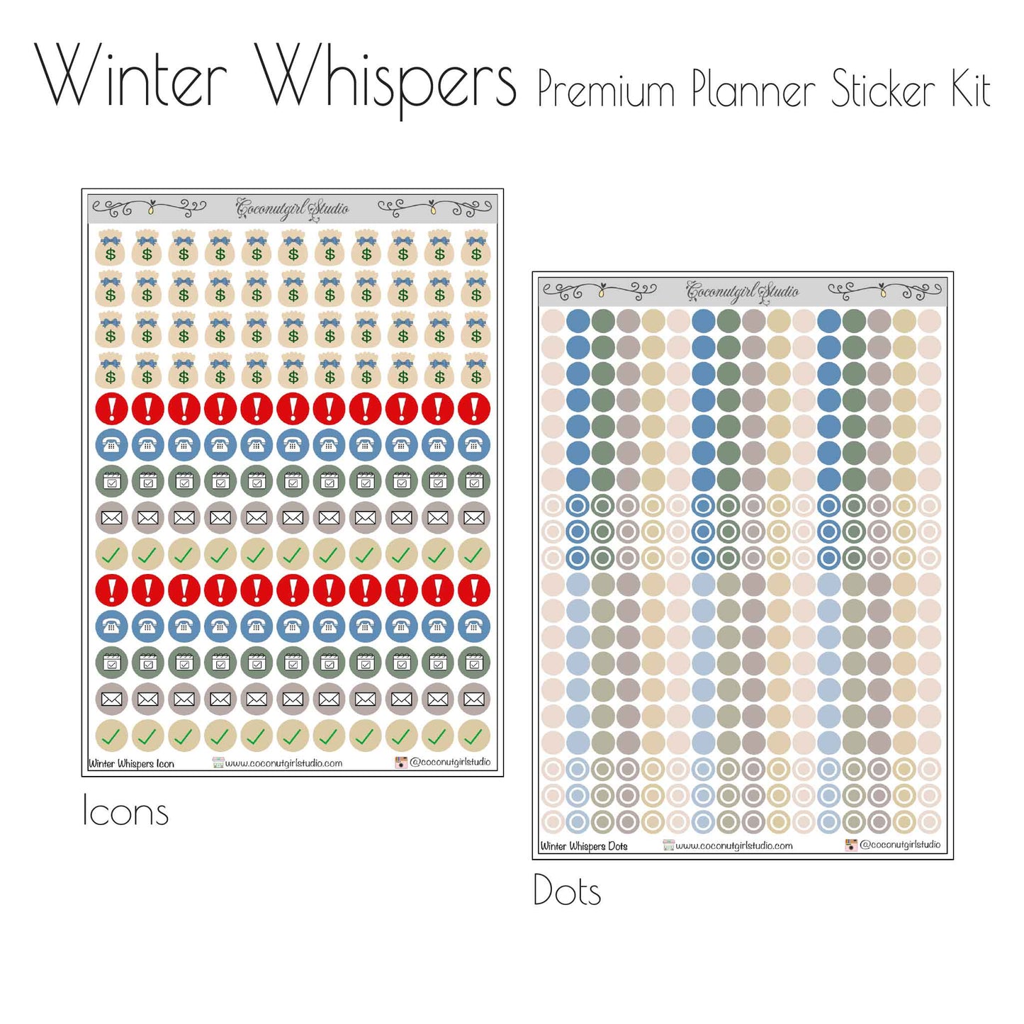 Winter Whispers Planner Sticker Kit - 12 Sheet Cozy Winter Set
