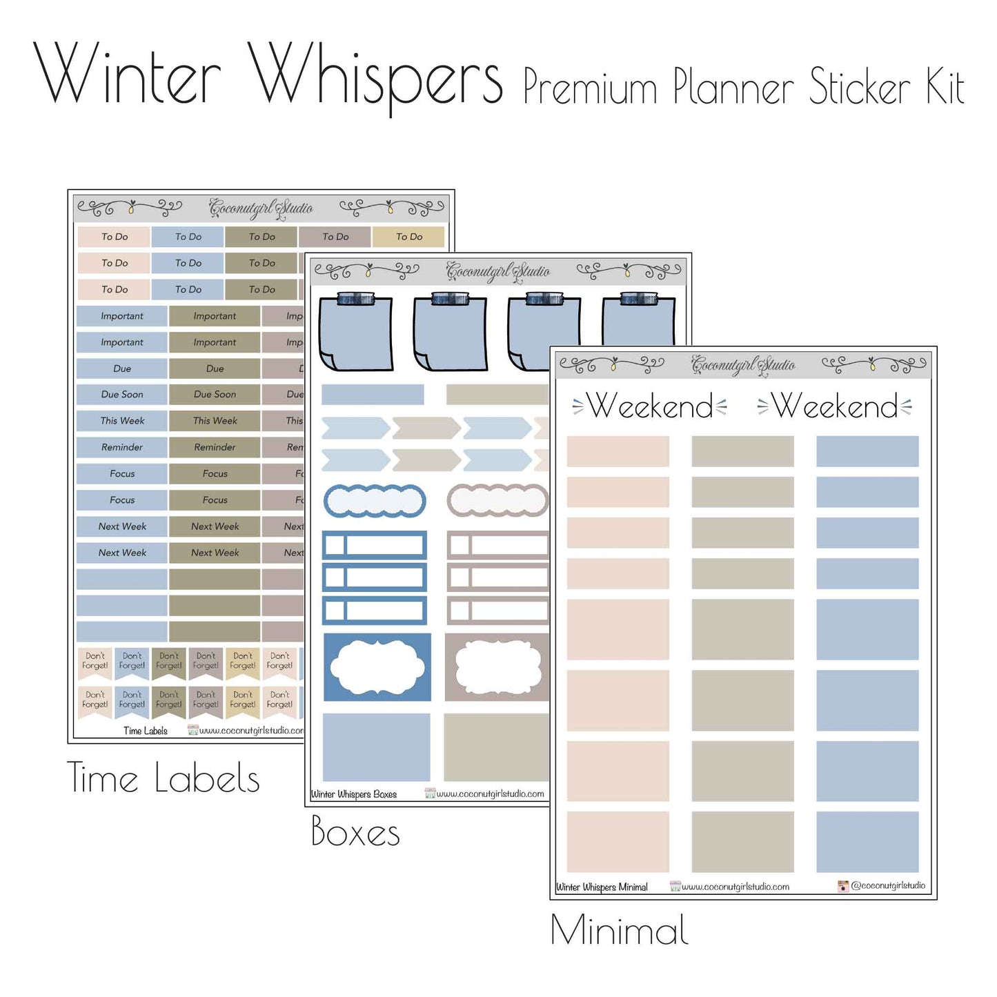 Winter Whispers Planner Sticker Kit - 12 Sheet Cozy Winter Set