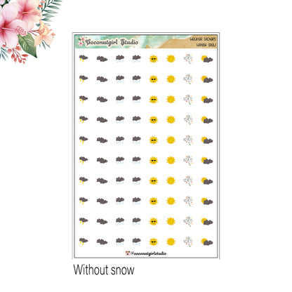 Hand Drawn Weather Planner Stickers – Cute Weather Icons for Journals & Weekly Planners