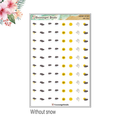 Hand Drawn Weather Planner Stickers – Cute Weather Icons for Journals & Weekly Planners