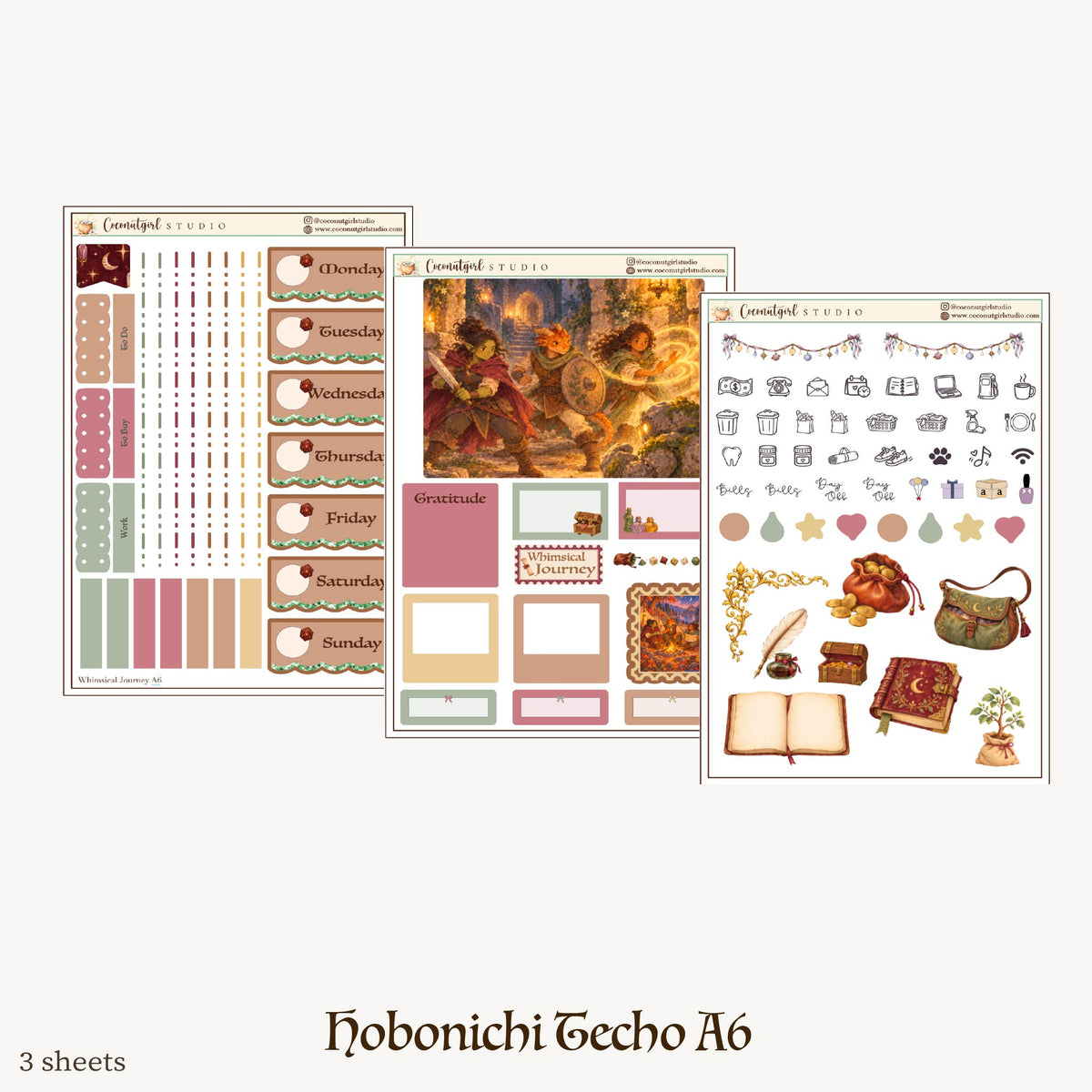 Whimsical Journey Fantasy Weekly Planner Sticker Kit