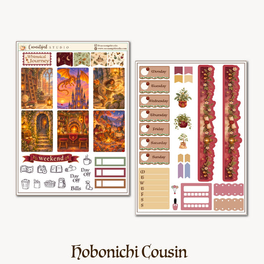Whimsical Journey Fantasy Weekly Planner Sticker Kit | Hobonichi Cousin