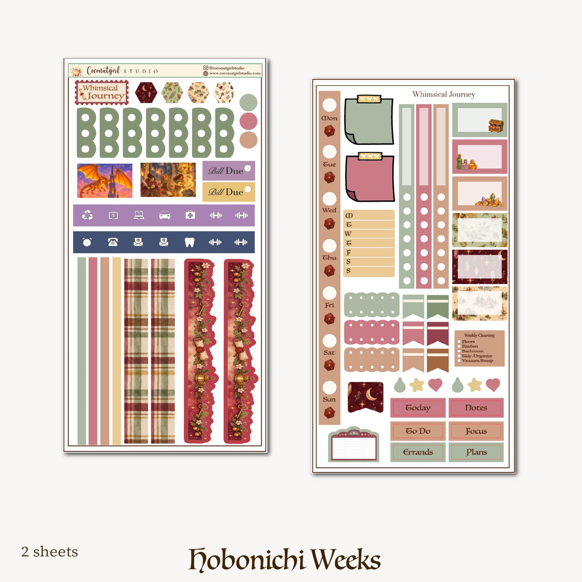 Whimsical Journey Fantasy Weekly Planner Sticker Kit