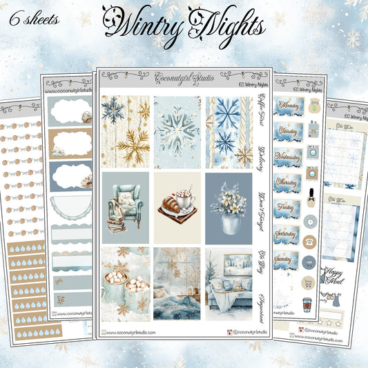 Wintry Night Weekly Kit planner stickers
