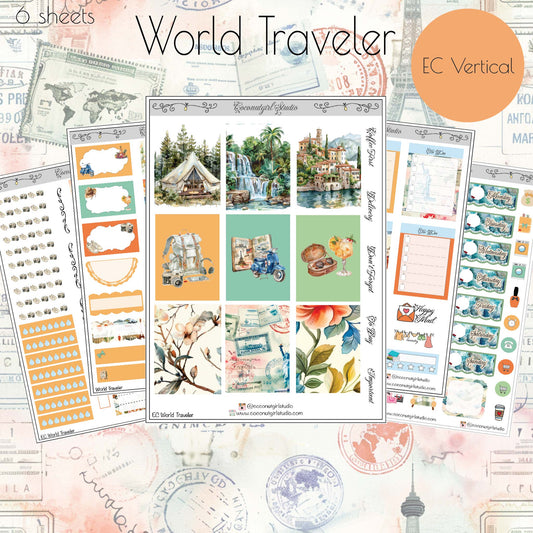 World Traveler Sticker Kit – Travel Planner Weekly Kit