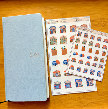 Cozy Errands Planner Stickers | Cute Functional Shop Stickers