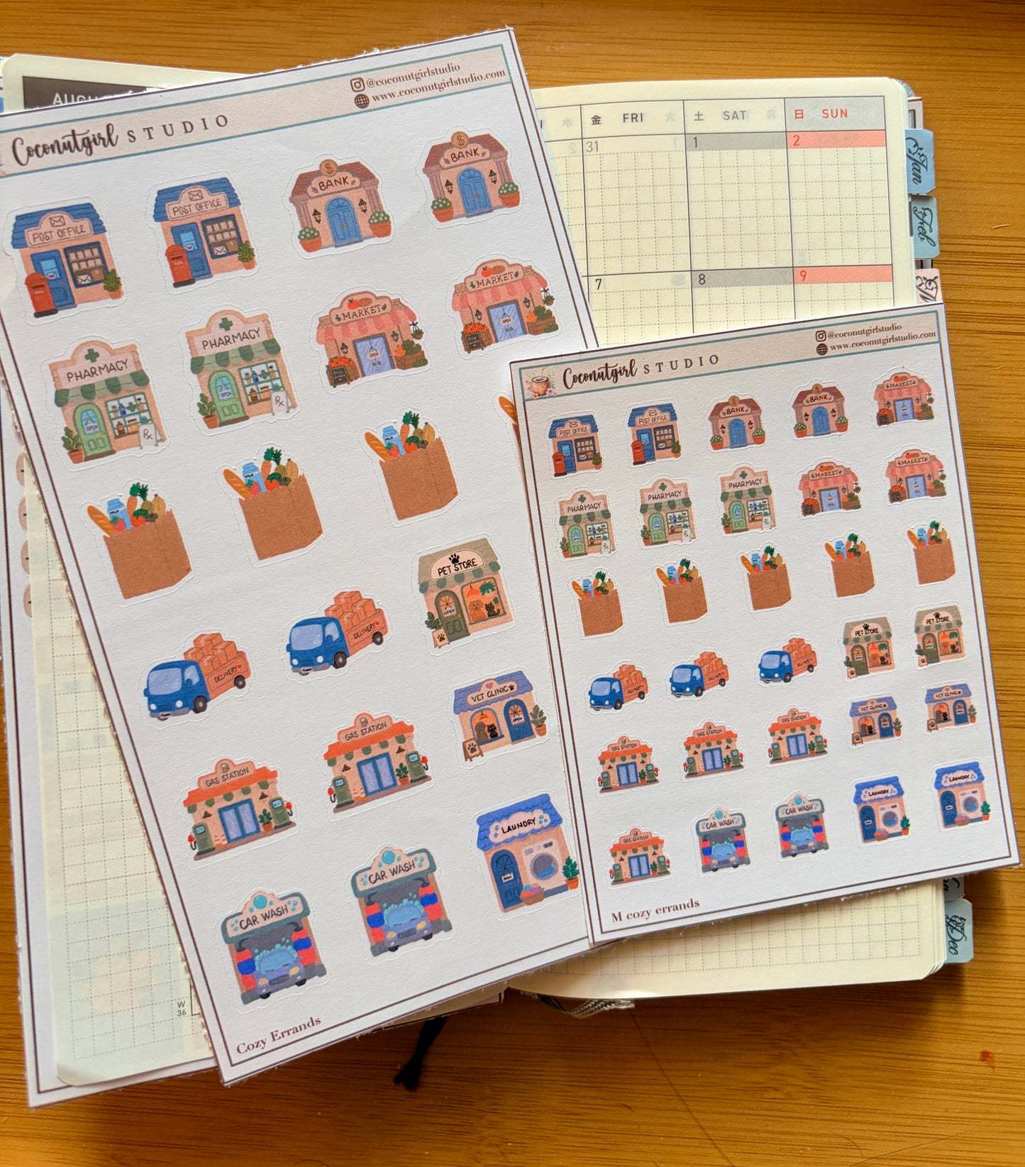 Cozy Errands Planner Stickers | Cute Functional Shop Stickers