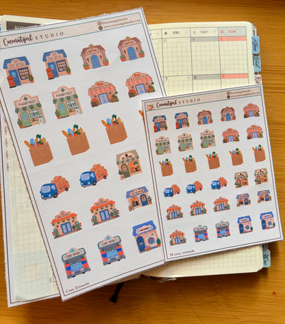 Cozy Errands Planner Stickers | Cute Functional Shop Stickers
