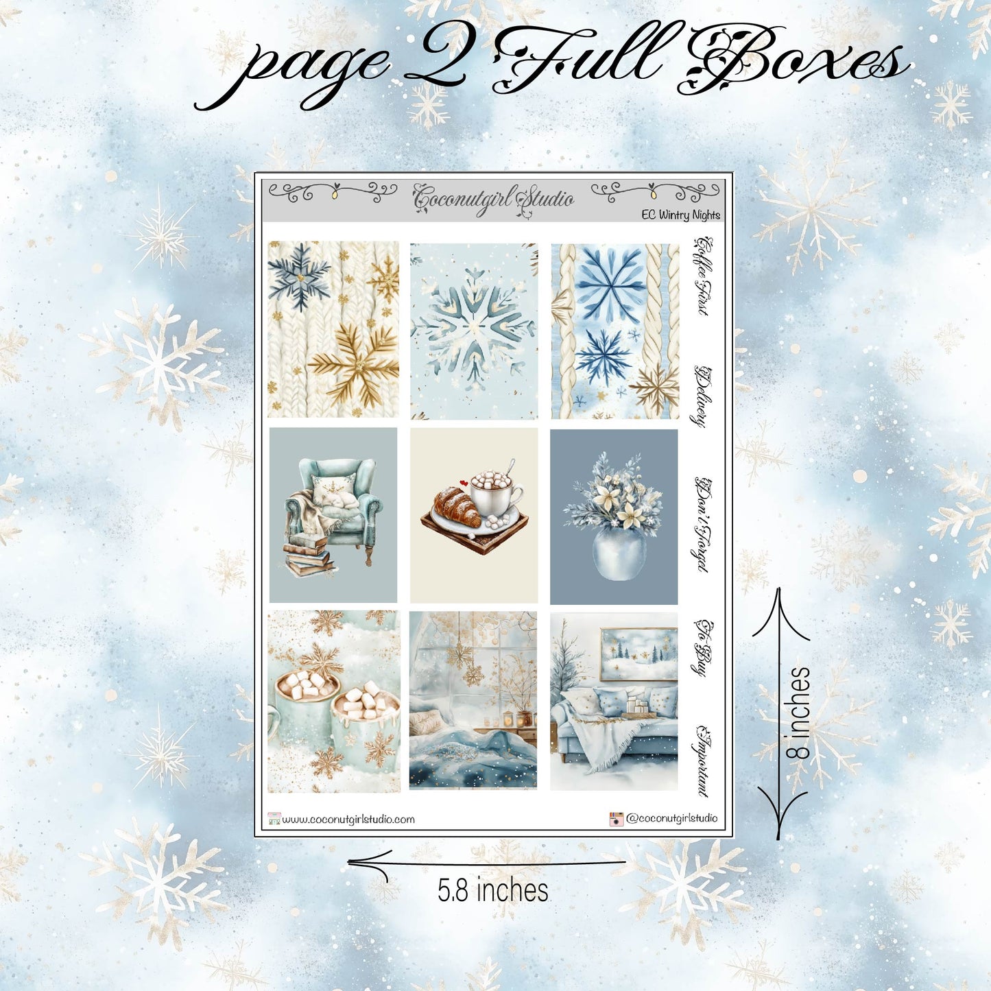 Wintry Night Weekly Kit planner stickers