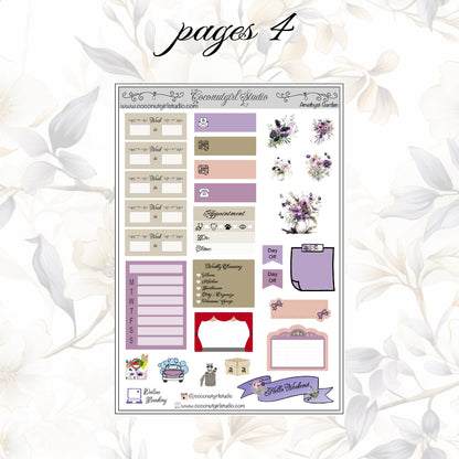 Amethyst Garden Weekly Kit Planner Stickers | Purple Crystal Floral Planning