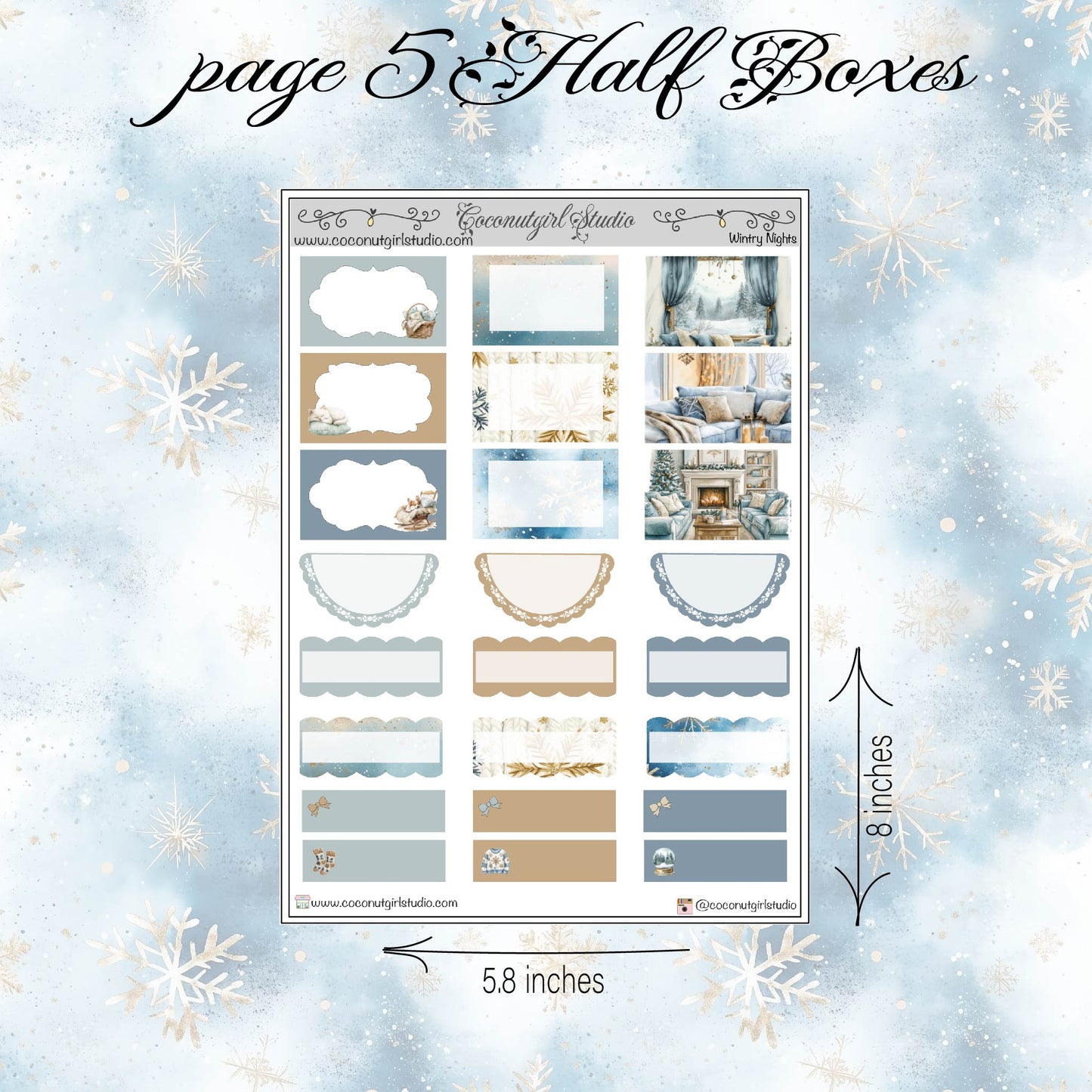 Wintry Night Weekly Kit planner stickers