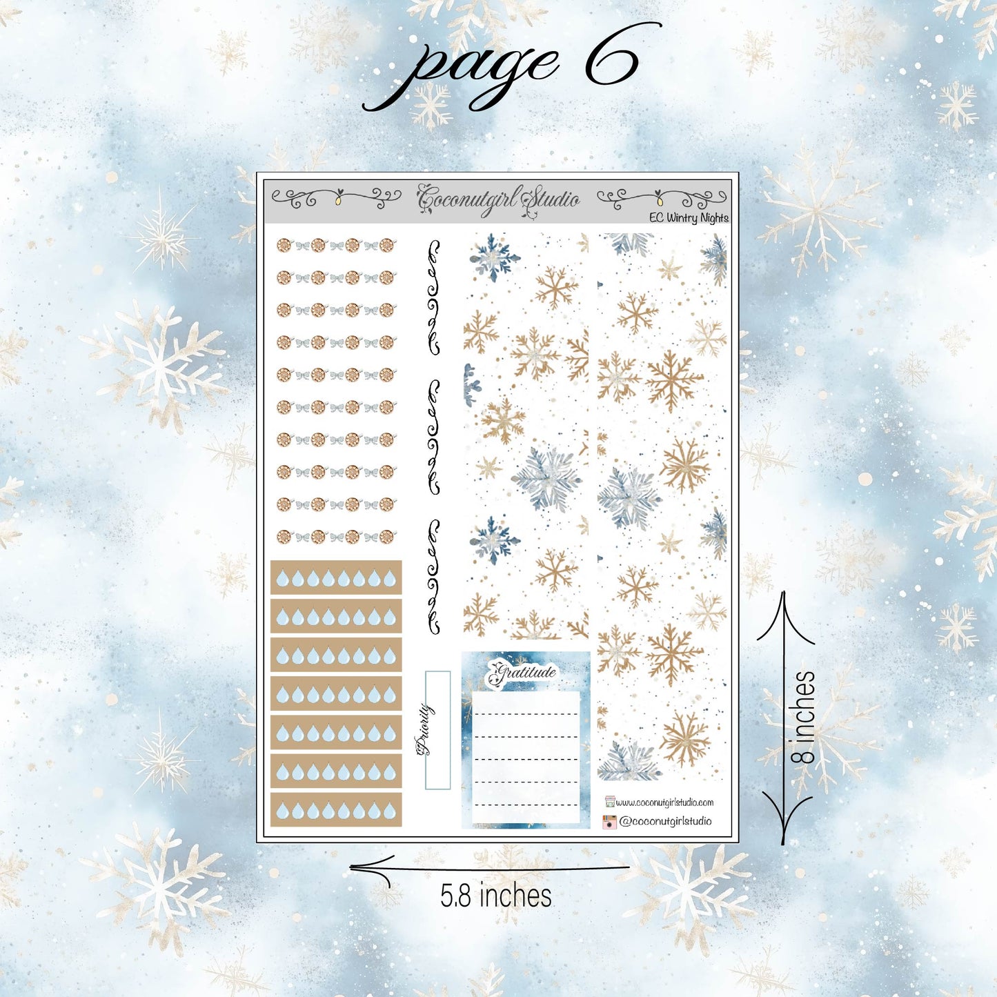 Wintry Night Weekly Kit planner stickers