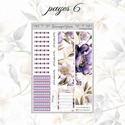Amethyst Garden Weekly Kit Planner Stickers | Purple Crystal Floral Planning