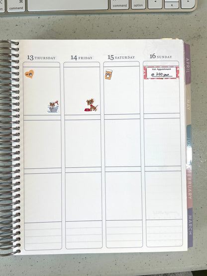 Puppy Dog Planner Stickers – Dog Care Stickers for Vet Visits, Grooming & Pet Supply Reminders