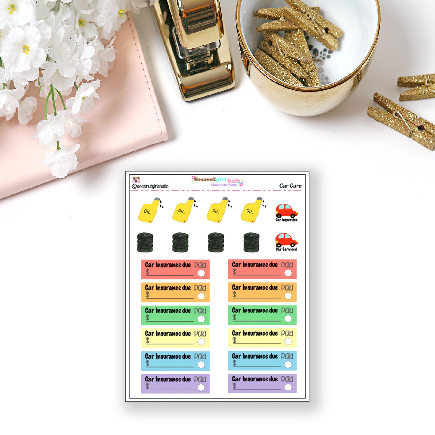 Car Care planner stickers
