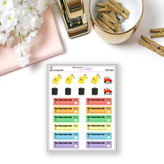 Car Care planner stickers