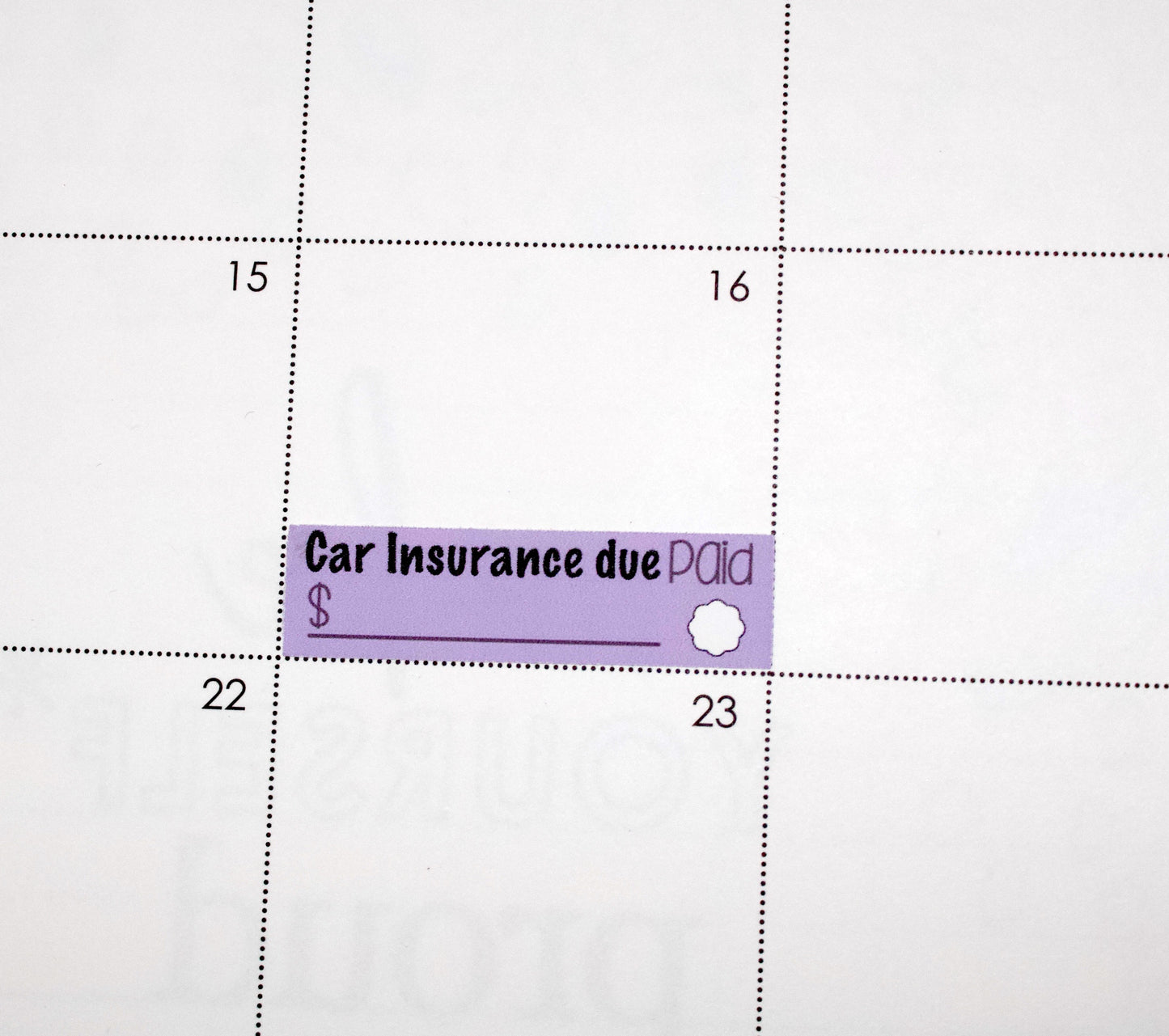 Car Care planner stickers