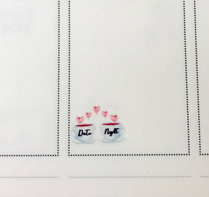 Date Night Planner Stickers with Coffee Cups – Cozy & Fun Reminders