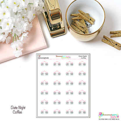 Date Night Planner Stickers with Coffee Cups – Cozy & Fun Reminders