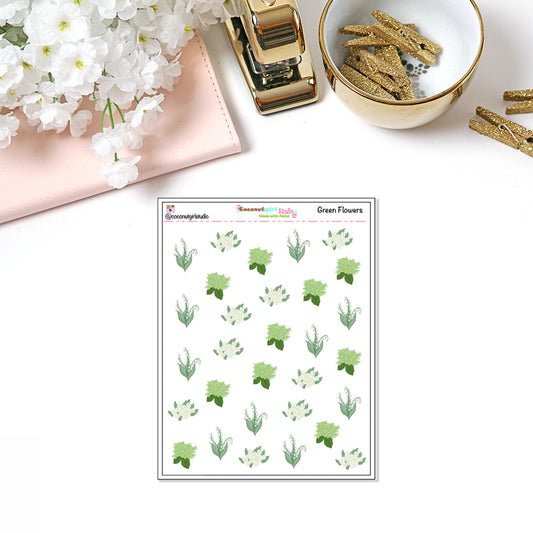 Green Floral Decorative Stickers
