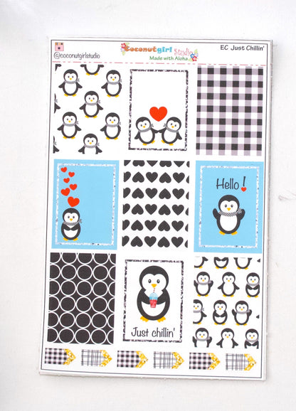 Penguin Weekly Kit Planner Stickers | Cute Winter Planning Decor Just Chillin