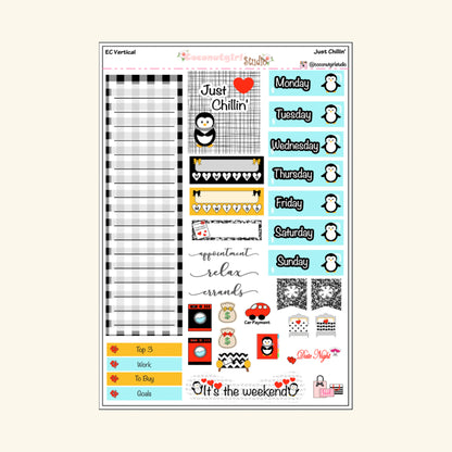 Penguin Weekly Kit Planner Stickers | Cute Winter Planning Decor Just Chillin