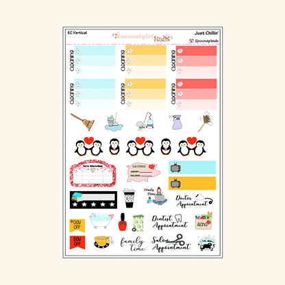 Penguin Weekly Kit Planner Stickers | Cute Winter Planning Decor Just Chillin