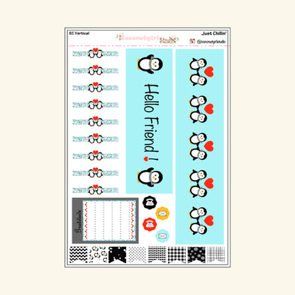 Penguin Weekly Kit Planner Stickers | Cute Winter Planning Decor Just Chillin
