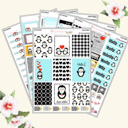 Penguin Weekly Kit Planner Stickers | Cute Winter Planning Decor Just Chillin